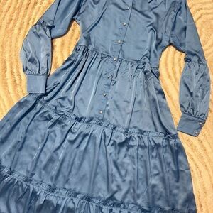 Chic Long Sleeve Blue Dress